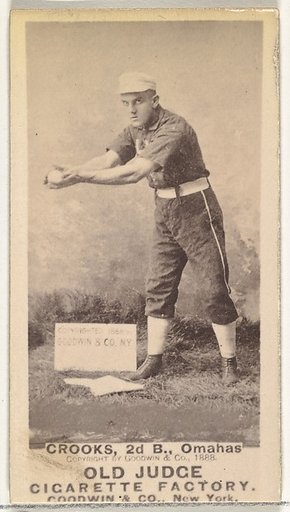 John Charles "Jack" Crooks, 2nd Base, Omaha Omahogs/ Lambs, from the Old Judge series (N172) for Old Judge Cigarettes