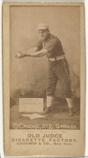 John Charles "Jack" Crooks, 2nd Base, Omaha Omahogs/ Lambs, from the Old Judge series (N172) for Old Judge Cigarettes