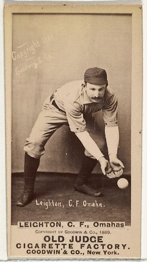 Leighton, Center Field, Omaha Omahogs/ Lambs, from the Old Judge series (N172) for Old Judge Cigarettes
