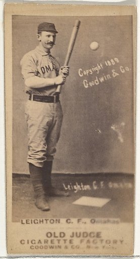 Leighton, Center Field, Omaha Omahogs/ Lambs, from the Old Judge series (N172) for Old Judge Cigarettes