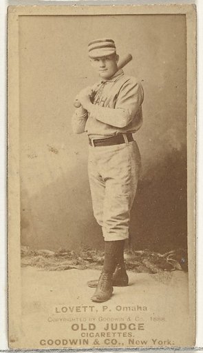 Thomas Joseph "Tom" Lovett, Pitcher, Omaha Omahogs/ Lambs, from the Old Judge series (N172) for Old Judge Cigarettes