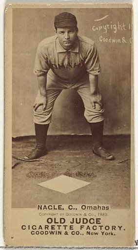 Nagle, Catcher, Omaha Omahogs/ Lambs, from the Old Judge series (N172) for Old Judge Cigarettes