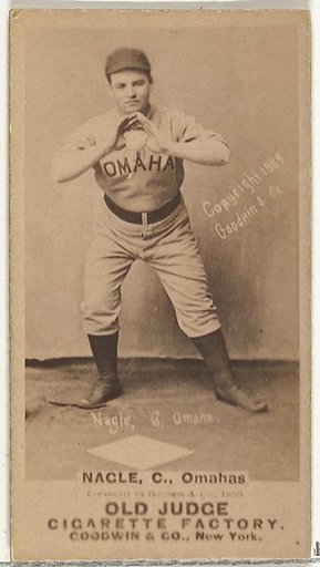 Nagle, Catcher, Omaha Omahogs/ Lambs, from the Old Judge series (N172) for Old Judge Cigarettes