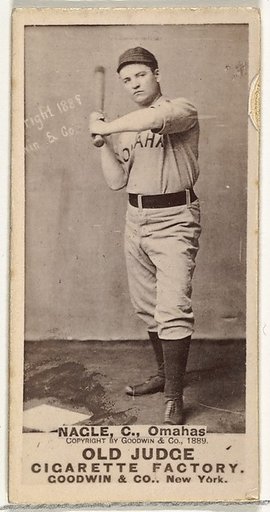 Nagle, Catcher, Omaha Omahogs/ Lambs, from the Old Judge series (N172) for Old Judge Cigarettes