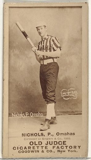 Charles Augustus "Kid" Nichols, Pitcher, Omaha Omahogs/ Lambs, from the Old Judge series (N172) for Old Judge Cigarettes