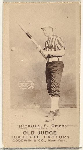 Charles Augustus "Kid" Nichols, Pitcher, Omaha Omahogs/ Lambs, from the Old Judge series (N172) for Old Judge Cigarettes