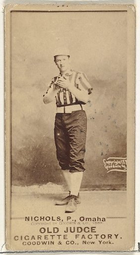 Charles Augustus "Kid" Nichols, Pitcher, Omaha Omahogs/ Lambs, from the Old Judge series (N172) for Old Judge Cigarettes