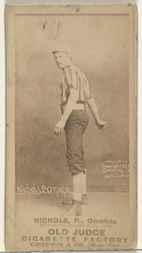 Charles Augustus "Kid" Nichols, Pitcher, Omaha Omahogs/ Lambs, from the Old Judge series (N172) for Old Judge Cigarettes