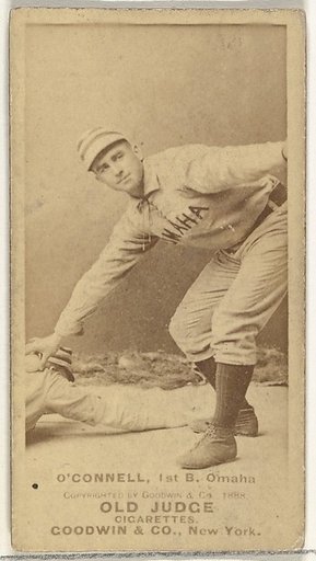 Patrick H. "Pat" O'Connell, 1st Base, Omaha Omahogs/ Lambs, from the Old Judge series (N172) for Old Judge Cigarettes