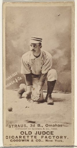 Joseph "Joe" Strauss, 3rd Base, Omaha Omahogs/ Lambs, from the Old Judge series (N172) for Old Judge Cigarettes