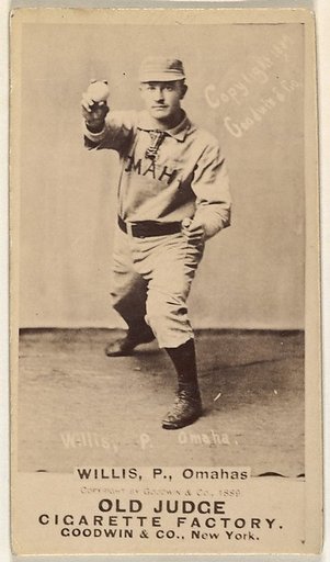 Willis, Pitcher, Omaha Omahogs/ Lambs, from the Old Judge series (N172) for Old Judge Cigarettes