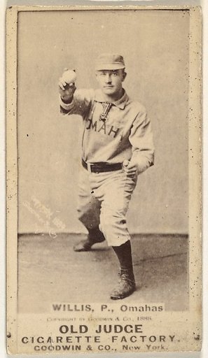 Willis, Pitcher, Omaha Omahogs/ Lambs, from the Old Judge series (N172) for Old Judge Cigarettes