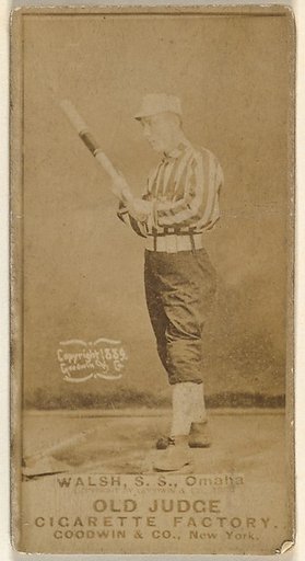 Joseph R. "Joe" Walsh, Shortstop, Omaha Omahogs/ Lambs, from the Old Judge series (N172) for Old Judge Cigarettes