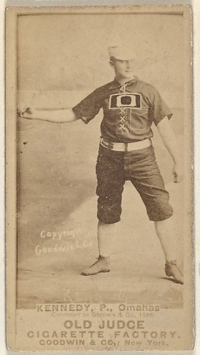 Theodore A. "Ted" Kennedy, Pitcher, Omaha Omahogs/ Lambs, from the Old Judge series (N172) for Old Judge Cigarettes