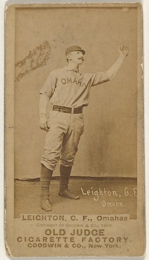 Leighton, Center Field, Omaha Omahogs/ Lambs, from the Old Judge series (N172) for Old Judge Cigarettes