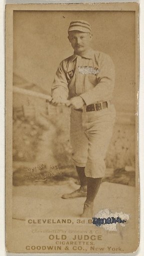 Elmer Ellsworth Cleveland, 3rd Base, Omaha Omahogs/ Lambs, from the Old Judge series (N172) for Old Judge Cigarettes