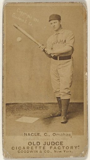 Nagle, Catcher, Omaha Omahogs/ Lambs, from the Old Judge series (N172) for Old Judge Cigarettes