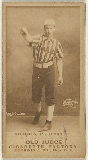 Charles Augustus "Kid" Nichols, Pitcher, Omaha Omahogs/ Lambs, from the Old Judge series (N172) for Old Judge Cigarettes