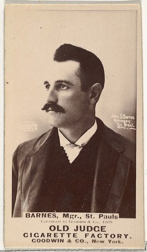 William H. "Bill" Barnes, Manager, St. Paul Apostles, from the Old Judge series (N172) for Old Judge Cigarettes