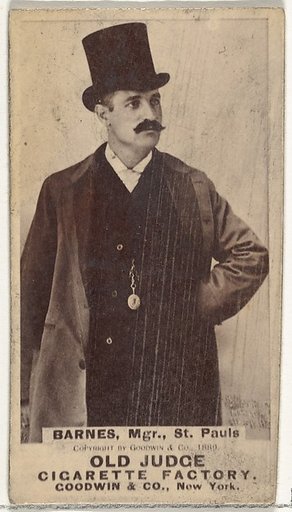 William H. "Bill" Barnes, Manager, St. Paul Apostles, from the Old Judge series (N172) for Old Judge Cigarettes