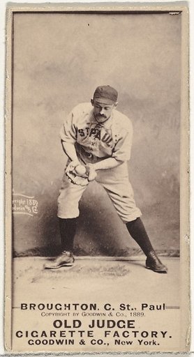 Cecil Calvert "Cal" Broughton, Catcher, St. Paul Apostles, from the Old Judge series (N172) for Old Judge Cigarettes