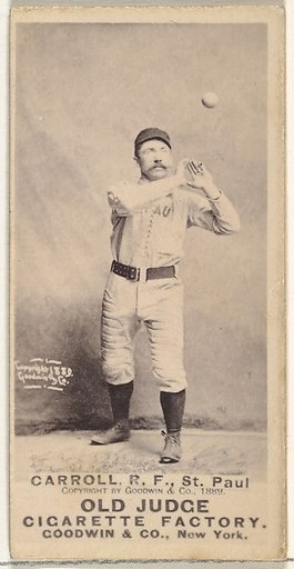 John E. "Scrappy" Carroll, Right Field, St. Paul Apostles, from the Old Judge series (N172) for Old Judge Cigarettes