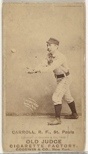John E. "Scrappy" Carroll, Right Field, St. Paul Apostles, from the Old Judge series (N172) for Old Judge Cigarettes