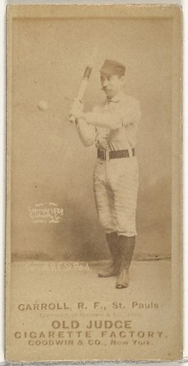 John E. "Scrappy" Carroll, Right Field, St. Paul Apostles, from the Old Judge series (N172) for Old Judge Cigarettes