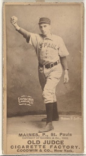 Willard Eben Mains, Pitcher, St. Paul Apostles, from the Old Judge series (N172) for Old Judge Cigarettes
