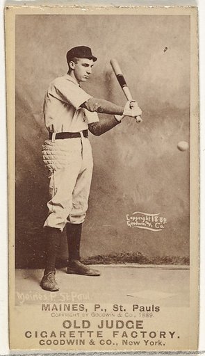 Willard Eben Mains, Pitcher, St. Paul Apostles, from the Old Judge series (N172) for Old Judge Cigarettes