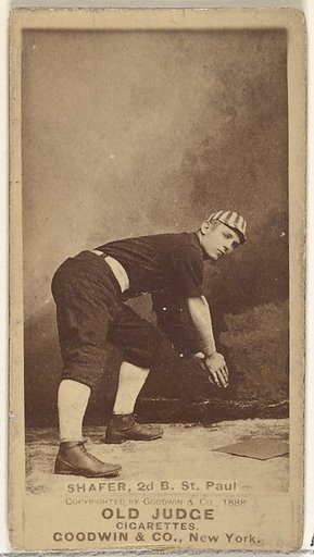 Zachary Taylor Shafer, 2nd Base, St. Paul Apostles, from the Old Judge series (N172) for Old Judge Cigarettes
