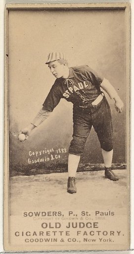 John Sowders, Pitcher, St. Paul Apostles, from the Old Judge series (N172) for Old Judge Cigarettes