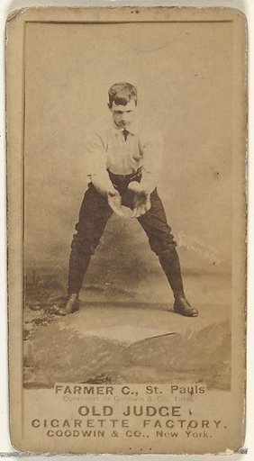 William Charles "Bill" Farmer, Catcher, St. Paul Apostles, from the Old Judge series (N172) for Old Judge Cigarettes