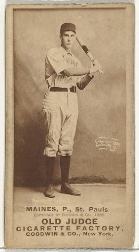 Willard Eben Mains, Pitcher, St. Paul Apostles, from the Old Judge series (N172) for Old Judge Cigarettes