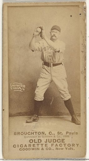 Cecil Calvert "Cal" Broughton, Catcher, St. Paul Apostles, from the Old Judge series (N172) for Old Judge Cigarettes