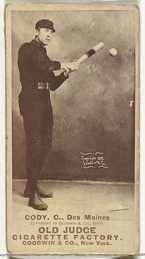 Michael J. Cody, Catcher, Des Moines Prohibitionists, from the Old Judge series (N172) for Old Judge Cigarettes