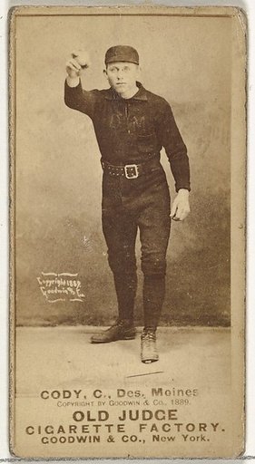 Michael J. Cody, Catcher, Des Moines Prohibitionists, from the Old Judge series (N172) for Old Judge Cigarettes