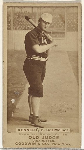 Theodore A. "Ted" Kennedy, Pitcher, Des Moines Prohibitionists, from the Old Judge series (N172) for Old Judge Cigarettes