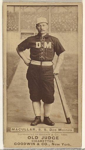James F. "Jimmy" Macullar, Shortstop, Des Moines Prohibitionists, from the Old Judge series (N172) for Old Judge Cigarettes