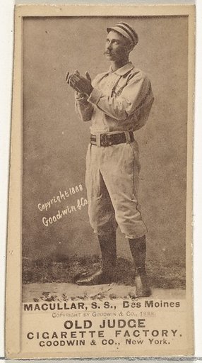 James F. "Jimmy" Macullar, Shortstop, Des Moines Prohibitionists, from the Old Judge series (N172) for Old Judge Cigarettes