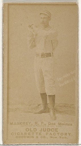 Samuel Leech Maskrey, Right Field, Des Moines Prohibitionists, from the Old Judge series (N172) for Old Judge Cigarettes