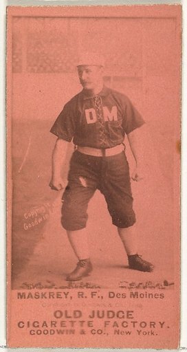 Samuel Leech Maskrey, Right Field, Des Moines Prohibitionists, from the Old Judge series (N172) for Old Judge Cigarettes