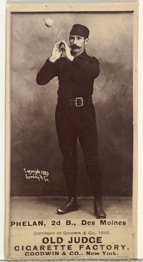 James Dickson "Dick" Phelan, 2nd Base, Des Moines Prohibitionists, from the Old Judge series (N172) for Old Judge Cigarettes