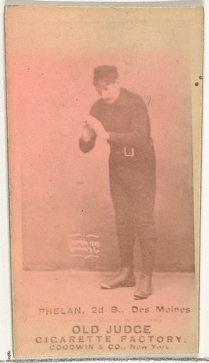 James Dickson "Dick" Phelan, 2nd Base, Des Moines Prohibitionists, from the Old Judge series (N172) for Old Judge Cigarettes