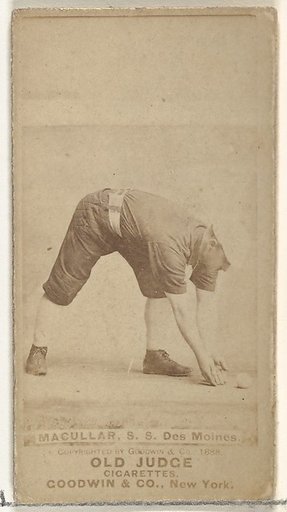 James F. "Jimmy" Macullar, Shortstop, Des Moines Prohibitionists, from the Old Judge series (N172) for Old Judge Cigarettes