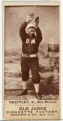 William Franklin "Bill" Traffley, Catcher, Des Moines Prohibitionists, from the Old Judge series (N172) for Old Judge Cigarettes