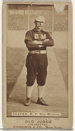 George W. Shafer, Right Field, Des Moines Prohibitionists, from the Old Judge series (N172) for Old Judge Cigarettes
