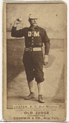 George W. Shafer, Right Field, Des Moines Prohibitionists, from the Old Judge series (N172) for Old Judge Cigarettes