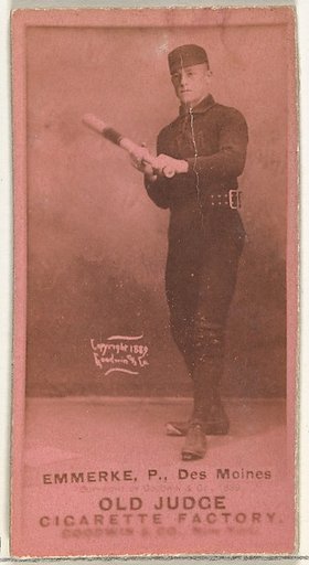 Robert Emmerke, Pitcher, Des Moines Prohibitionists, from the Old Judge series (N172) for Old Judge Cigarettes