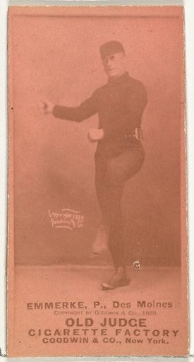 Robert Emmerke, Pitcher, Des Moines Prohibitionists, from the Old Judge series (N172) for Old Judge Cigarettes